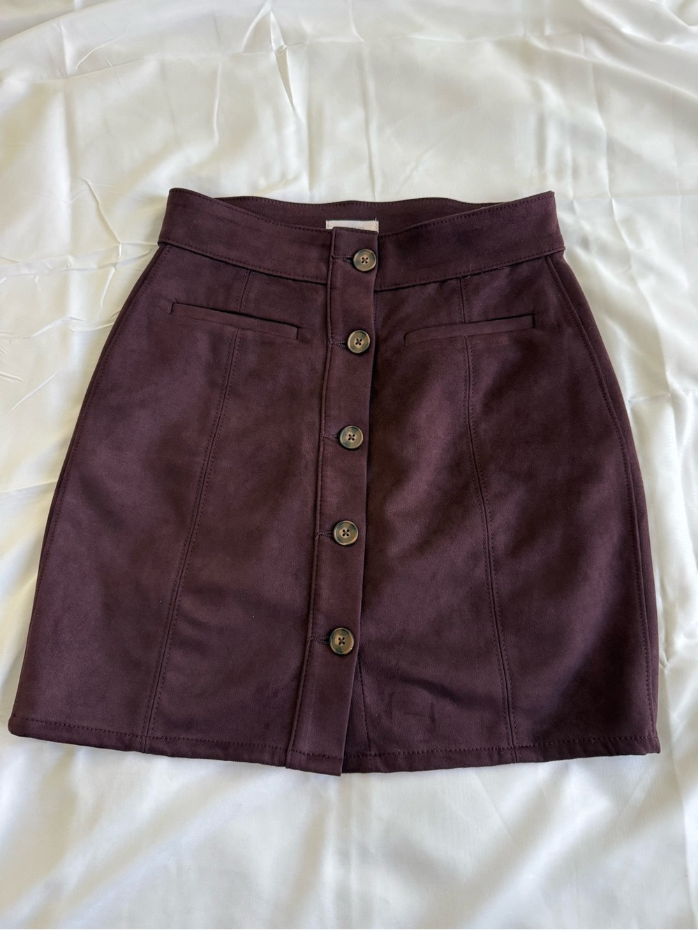 Maurices Button-Front Mini Skirt in Plum